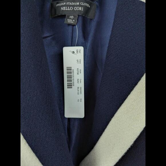 [SOLD] NWT J CREW Womens Sz 10 Tipped Topcoat Navy Blue Belted K0708 - Picture 2 of 9